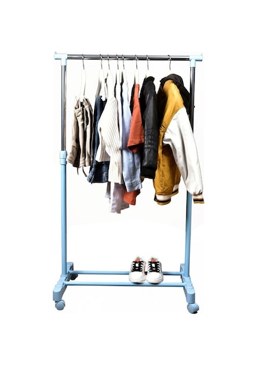 Tekerlekli Elbise Askılığı Çocuk Mavi