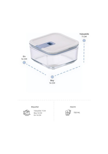 Neoflam Perfect Seal Kare Cam Saklama Kabı Bej 720 ML Bej