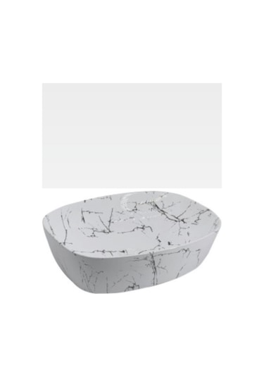 İsaoğlu Yapı Beyaz Çanak Lavabo Mermer Desen Banyo Lavabo 48 37 Ölçü Seramik Lavabo Beyaz