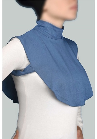 Altobeh Düz Balıkçı Yaka Boğazlı Penye Tesettür Kadın Yakalık Boyunluk -  Açık Kot