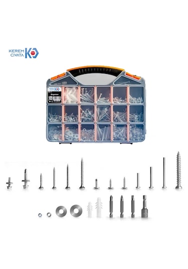Kerem 995 Parça 24 Çeşit Vida, Dübel, Somun Ve Pul Seti 25CM