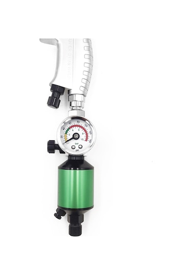 Geeksen Pnömatik Sprey Makinesi Regülatörü 0-140psı - Yağ Su Ayırıcı Filtre - Aluminyum - Siyah