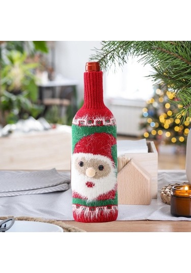 Pazly Yılbaşı Yapımı Suntek Şişesi Şarap Noel-baba Kapağı, El Bg