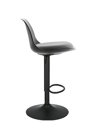 Bürocci Nadya Bar Sandalyesi - Gri Deri - Mat Siyah Ayaklı - 9537y0125 Gri