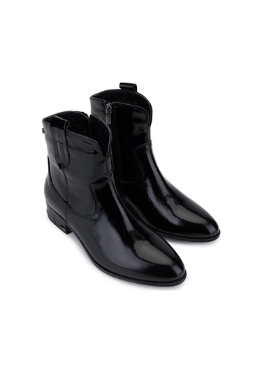 Tamer Tanca Kadın Hakiki Deri Siyah Rugan Topuklu Bot 322 2152713 Bn Bot Sk25-26 Sıyah Rgn Siyah