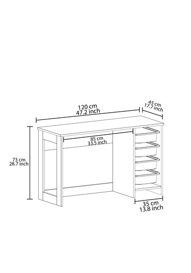 Hero Modern Çalışma Masası - 120 Cm Beyaz/antik Ceviz