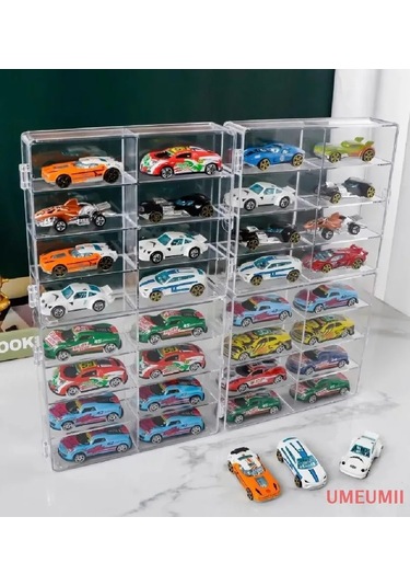Konesam Araba Modeli Ve Küçük Eşyalar İçin 8 Bölmeli Şeffaf Abs Depolama Rafı - Çocuk Odası Alan Optimizasyonu Şeffaf