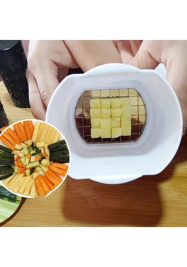 Meridiangoods Beyaz Patates Kesici Kaymaz Tabanlı Çok Amaçlı Sebze Dilimleyici Ev Kullanımı Beyaz