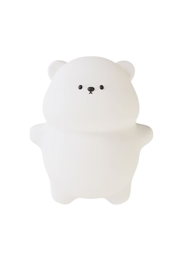 Xurunkeji Silikon Yatan Düz Ayı Led Gece Lambası Sevimli Hayvan Çocuk Gece Lambası Dokunmatik Kontrol Usb Şarj Edilebilir Lambalar Çocuklar İçin Beyaz