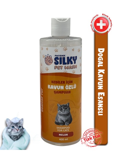 Silkypetwash - Kedilere Özel Doğal Kavun Özlü Şampuan - 400ml