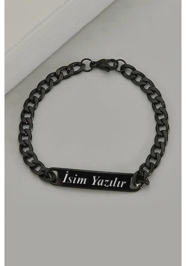 Takı Dükkanı Spotify Şarkı Kodlu Siyah Çelik Erkek Bileklik Ack06isyhc