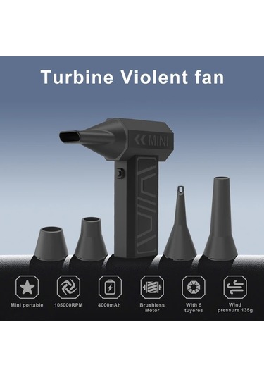 Xuweiwei 300000 Rpm Yüksek Hızlı Mini Turbo Fan Standard Şarj Edilebilir Pil Kompakt Taşınabilir Ev Ofis Laptop Oyun Outdoor Serinletici