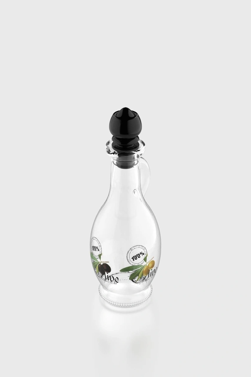 Renga Kibele Desenli 250 Ml Siyah Kapaklı Cam Yağlık 152043 Siyah