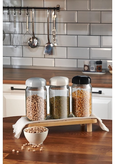 Renga Rhea 1000 Ml Bej Kapaklı Cam Kavanoz 131012 Bej