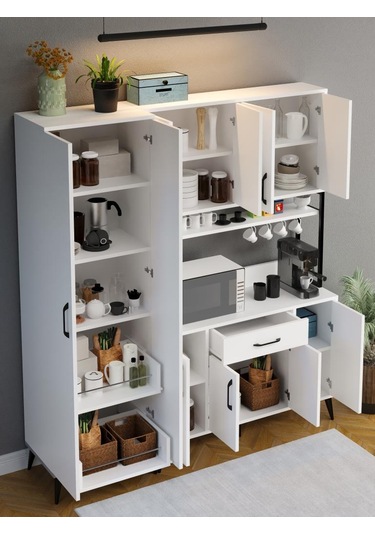 Kuzeylife Spezia Kahve Köşesi Çok Amaçlı Erzak Kiler Dolabı Beyaz