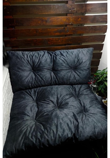 Mutfaktamoda Mutfakta Moda Antrasit Yer Minderi Ikili Takım /Köşe Minderi