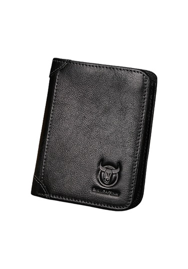 Hangfox Erkek Deri Cüzdan Rfıd Koruma Teknolojili Tam Deri复古 Dikey Model Sürücü Ehliyeti Para Clipi Siyah Siyah