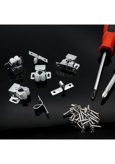 12 Takım Mızraklı Çift Makaralı Mandal, Ağır Hizmet Tipi Dolap Dolap Kapısı Makaralı Mandal Dolap Dolap Kapısı İçin Gümüş