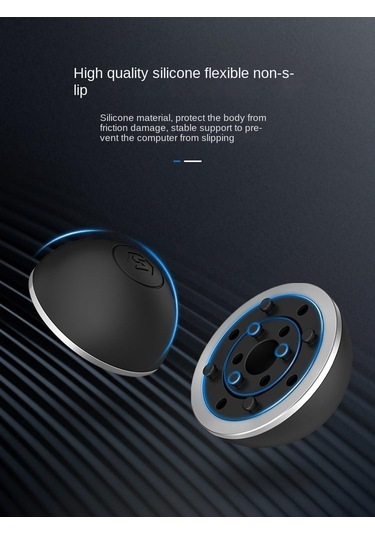 Dizüstü Bilgisayar Soğutma Pedi, Ergonomik Dizüstü Bilgisayar Küçük Görünmez Soğutma Topu Manyetik Ayak Siyah Üzerinde Duran