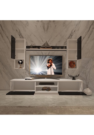 Decoraktiv Eko 5dab Mdf Dvd Tv Ünitesi Tv Sehpası Beyaz - Siyah