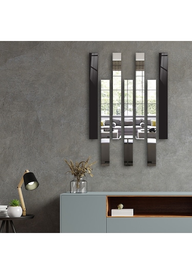 Decorita Dekor Camı Düz Renk Siyah Cam ve Ayna 7'li Takım Siyah