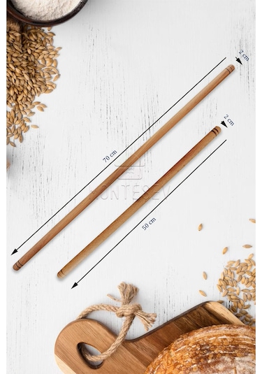 Zambak Serisi Ahşap Hamur Açma Oklavası Merdanesi Börek Seti 6 Lı