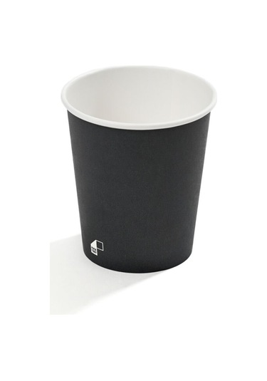 8 Oz Single Wall Baskılı Karton Bardak Antrasit 50 Adet 50
