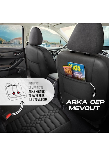 Panda Atina Serisi Jakar Kumaş Oto Koltuk Kılıfı   - Tam Set