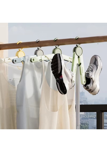 Xiaaokeji Klipsli Katlanır Elbise Askısı, Çok Fonksiyonlu Kurutma Rafı C Sarı