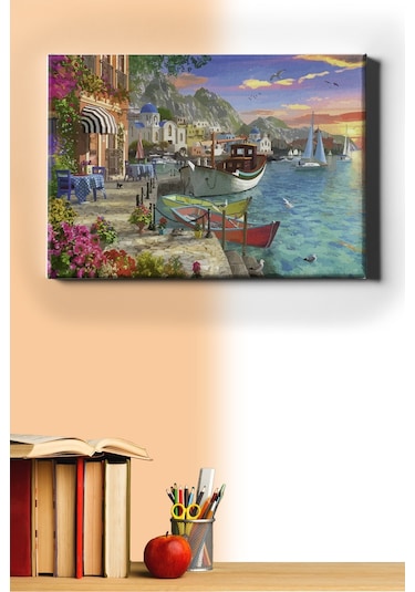 Webstyle Sayılarla Boyama Seti Kasnaklı Yunanda Bir Köy 40 X 50 Cm