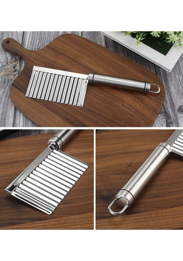 Patates Ve Havuç İçin Asılı Delikli Dalga Şekilli Doğrayıcı Paslanmaz Çelik Kırışık Sebze Kesici Diğer