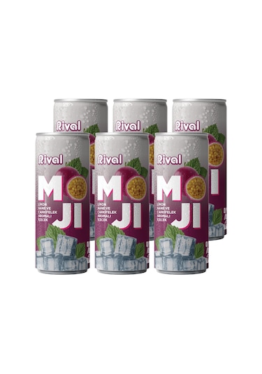 Rival Moji Limon, Nane Ve Çarkıfelek Meyvesi Aromalı Gazlı İçecek 250 Ml 6'lı