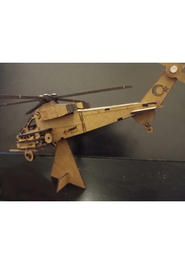 TLRhobi 3d Atakt129 Ahşap Helikopter Maket 35 x 29 x 20 CM