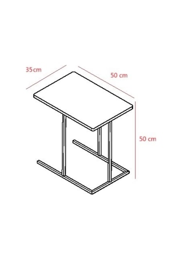 Metal Yan Sehpa Ahşap Raflı Koltuk Yanı Servis Sehpası C Sehpa