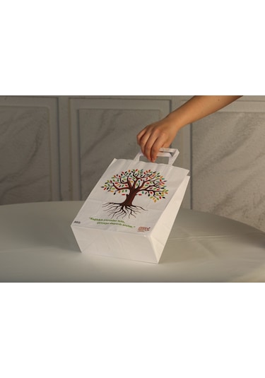 Eczane Kraft Çanta Beyaz 22 x 10 x 27 CM 100 Adet