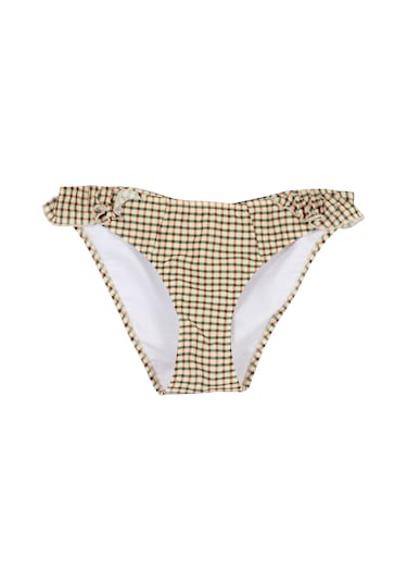 Yargıcı Fırfır Detaylı Bikini Alt Turuncu Desenli Turuncu