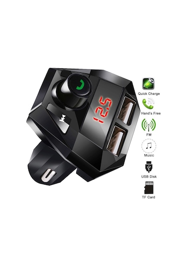 Sones G18 Araba Bluetooth Eller Serbest Mp3 Çalar Çift Usb Bluetooth Şarj Fm Verici Bluetooth Alıcısı Siyah