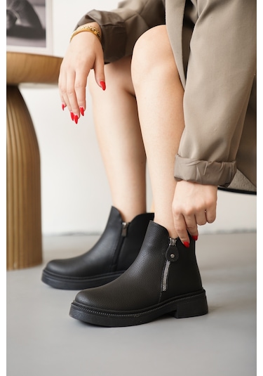 Daxtors D0899 Soğuk Geçirmez Kışlık Kadın Bot & Bootie Siyah