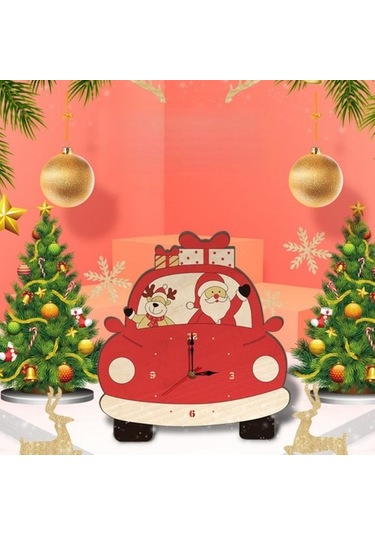 Goldenqian Sevimli Karikatür Akrilik Duvar Saati Sessiz Noel Noel Baba Elk Ng7fjz Kırmızı