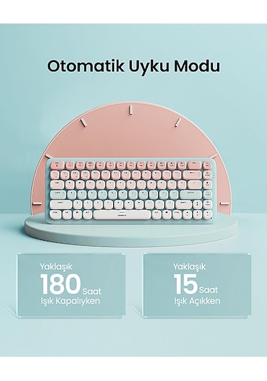 Ugreen Fun+ Renkli Tuşlu Aydınlatmalı Brown Switch Mekanik Bluetooth Kablosuz Türkçe Q Klavye