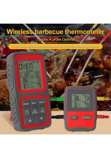 Tenfowee Kablosuz Et Termometresi - 150m Menzilli, Alarmlı, Çift Problu, Manyetik Ve Asılabilir Bbq Aleti Gümüş