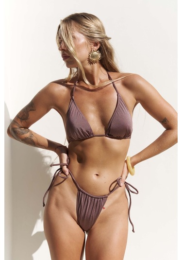 Cahya Bağlamalı Kahve Bikini Altı Kahve