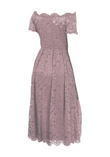 Bulalgiy Kadın Leylak Dantelli Elbise - Bga736879 Leylak