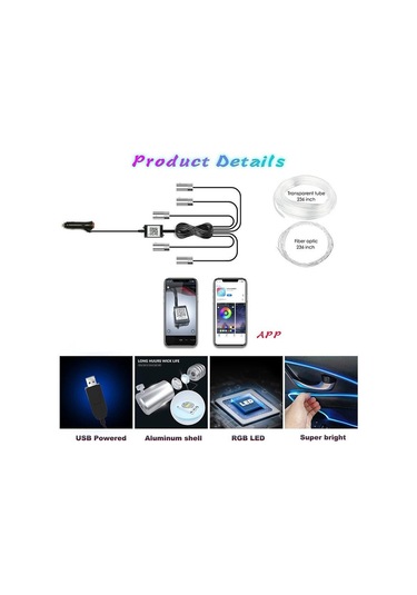 Seametal Rgb Fiber Optik Kiti App Kablosuz Kontrol Otomatik Atmosfer Dekoratif Lamba Araba Led İç Aydınlatma