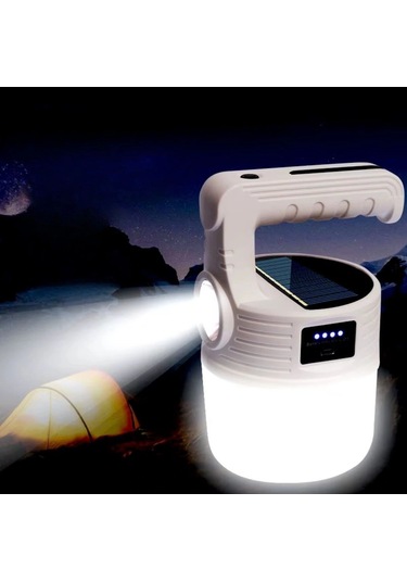Buffer Led Güneş Enerjili Kamp Lambası 2000 Lümen Süper Parlak, 5 Aydınlatma Modlu,usb İle Şarj Edi Çok Renkli