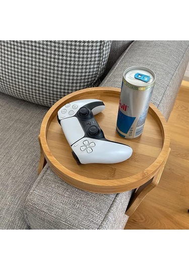 Kanepe Tepsisi Masa Kanepe Kol Dayama Klipsli Tepsi Doğal Bambu Kanepe Tepsisi Uzaktan Kumanda Kahve Aperatifler İçin Pratik Tv Aperatif Tepsisi