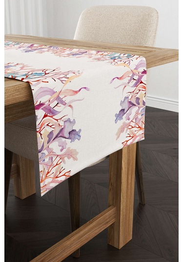 Krem Çok Renkli Marin Desenli Dijital Baskılı Runner Cgh1251 Rn