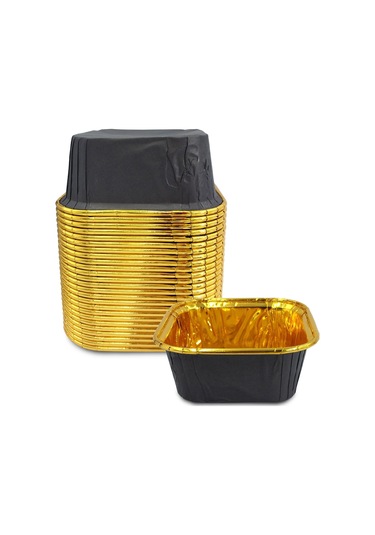 Kafem Muffin Kek Kapsülü Kare Siyah-altın 25li X 60 Paket Koli - K37 Siyah