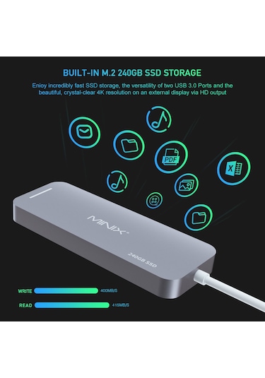 Minix Neo 240 GB SSD Harici Depolama ve Çoklu USB C Hub Port