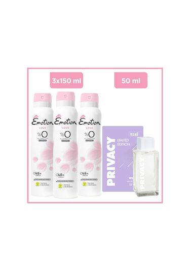 Privacy Women Limited Edition Edt 50 Ml & Emotion Love Kadın Deodorant 3x150ml Ferah